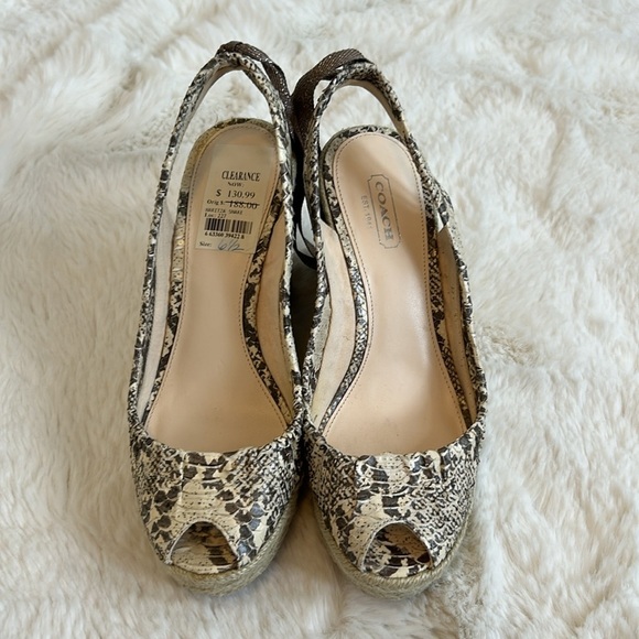 Coach Maritza Snake Espadrille Wedge Sandals - Picture 2 of 10